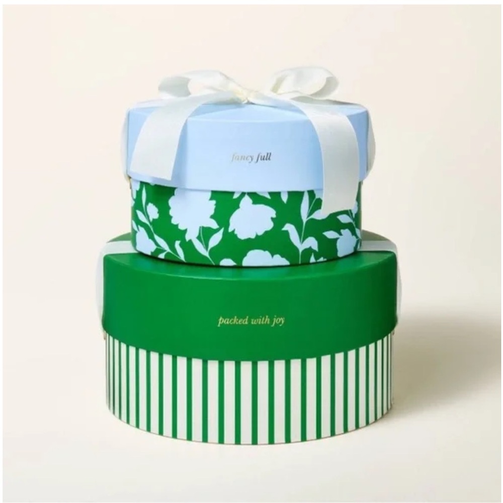 New Kate spade x Target classic rose round hatbox style gift box set lid ribbon
